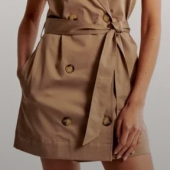 Abercrombie & Fitch, Camel, Brown, Sleeve, Trench, Sleeveless, Collar, Size LT - Picture 3 of 3